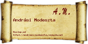 Andrási Modeszta névjegykártya